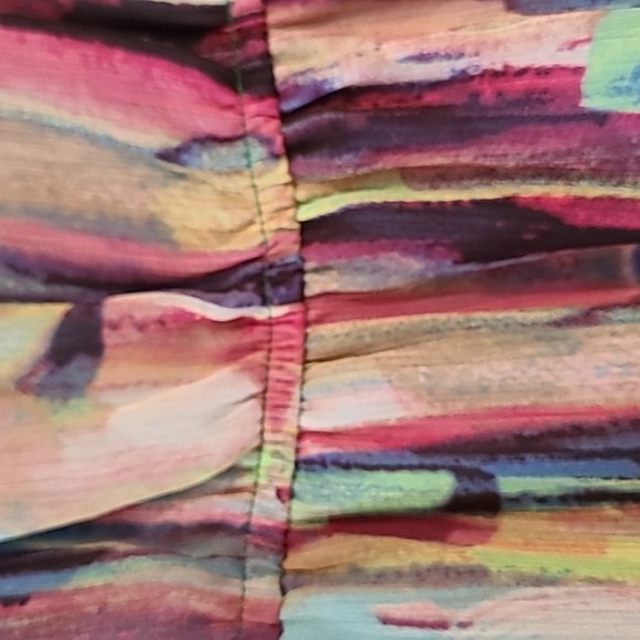 SAKS 5/48 NWOT Chiffon Multicolor Maxi, lined, elasticized empire. Tall 6. - Picture 7 of 10